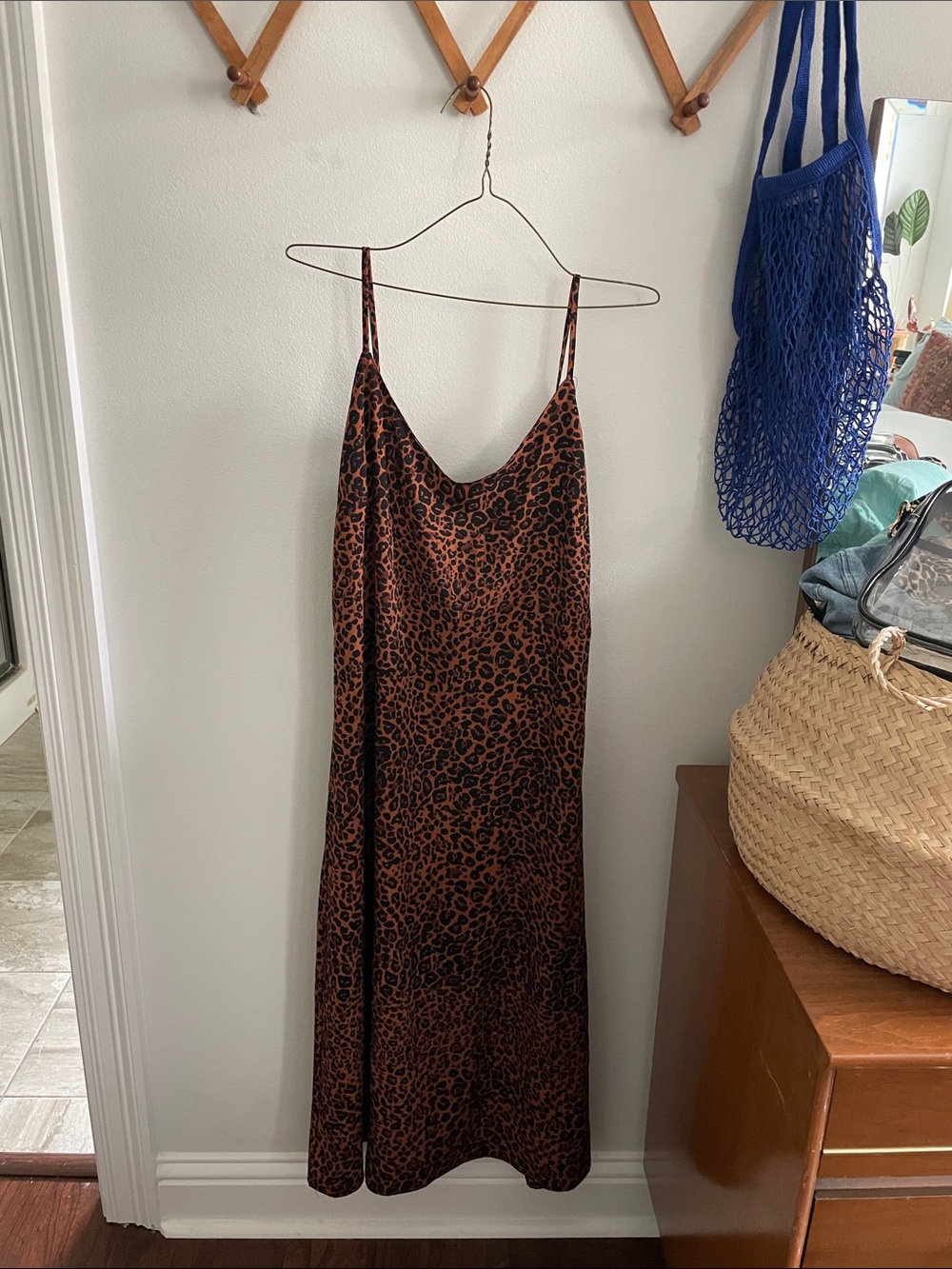 emory park Leopard Slip Midi Dress - Brown & Black